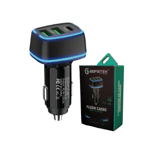 CARGADOR CARRO 3 PUERTOS QC AC-SKCAR3P