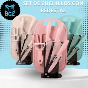 SET DE CUCHILLOS CON PEDESTAL