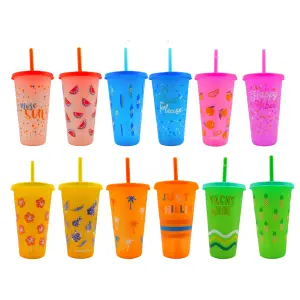 Kit Vaso Pitillo Tapa Bebidas 600ml X12