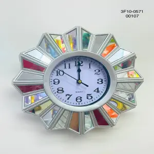 Reloj Tipo Sol De Pared Espejo Con Marco