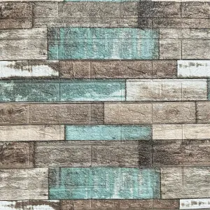 Panel Adhesivo Madera Turqueza x 5u