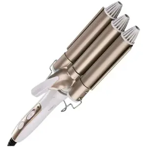 Rizador 8008 Cabello Pinza 3 Tubos Dorad
