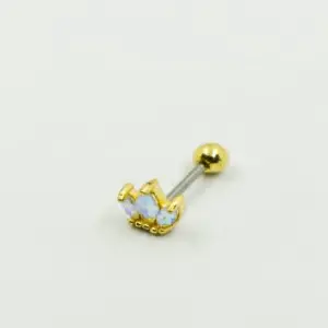 PIERCING DORADO CORONITA AZUL