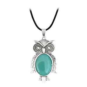 Collar Búho Sabiduria Suerte Jade Cuarzo