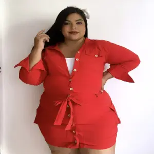 conjunto para dama talla plus rojo