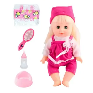 Muñeco Bebe Vestido Fucsia Pañal Vacinil