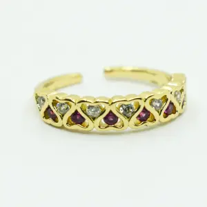 ANILLO DORADO MALLA DE CORAZONES
