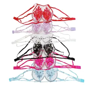 Crop Top Blusa Transparente con Flores BL001 - Crop Top Blusa transparente flores BL001