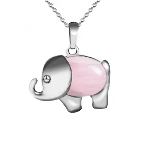 Collar Elefante Cuarzo Piedra Rosa