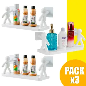 Set X3 Repisa Adhesiva Organizador Baño