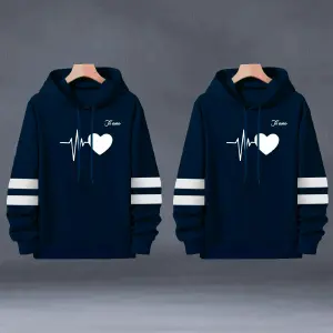 Buzo Buso Hoodie Pareja Azul Corazón