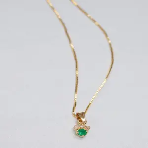 Cadena Oro 18k dije esmeralda y diamante