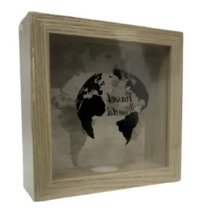 Alcancia Madera Vidrio Caja Ahorro Trave