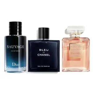 PERFUMES SAUVAGE + BLEU + COCOCHANEL