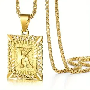 Cadena con placa de inicial de oro lamin