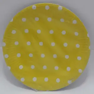 PLATO AMARILLO PUNTOS BLANCOS 18CM X 10