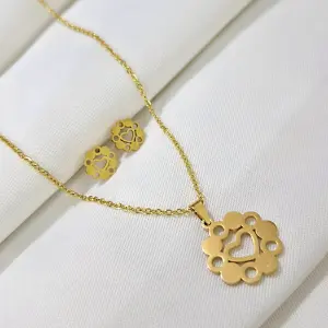 Collar Y Aretes Corazon Mandala Acero