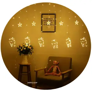 Luces de Navidad 3m Renos y Estrellas
