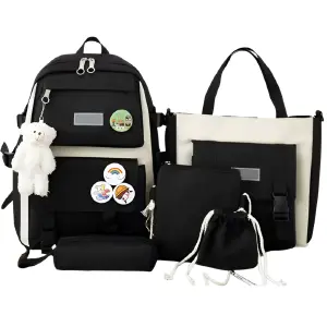 Maleta 5 Piezas Mochila Bolso Mano Negro