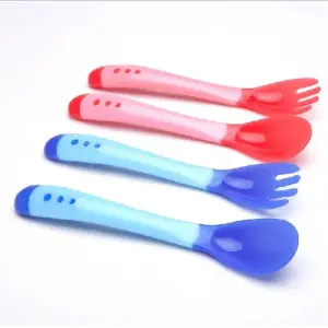 Cubiertos Silicona Bebé Termosensible
