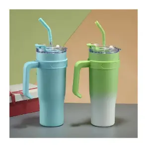 Vaso Con Tapa Con Asa Y Pajita