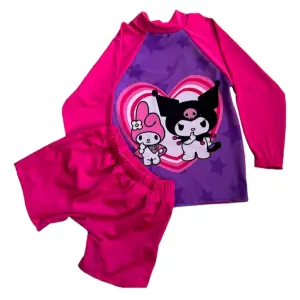Traje de baño kuromi fucsia-lila niña
