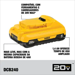 Bateria Ion Li Dewalt Dcb240 Compacto D