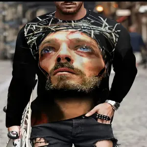 Camiseta verano de Jesús en 3D manga lar
