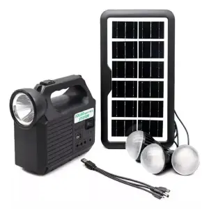 Kit Lampara Panel Solar Linterna + 3 Bom