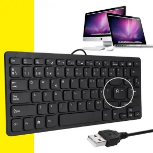 Mini Teclado Ultradelgado Cable Pc Mac