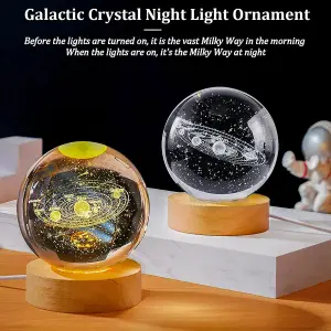 Lampara 3d Bola De Cristal 8cm, Galaxia