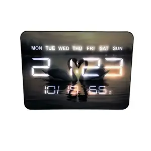 Reloj Pared Digital 3D 27x20cm Cisnes