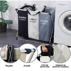 Cesto Para Ropa Sucia Plegable 3Espacios