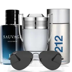 KIT 3 MEN SAUVAG+INVICTUS+212MEN+GAFAS