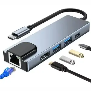 Adaptador Hub 5 En 1 Tipo C Hdmi Puerto