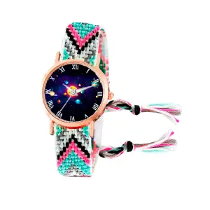 Reloj Sistema Solar Dorado Tejido Artesa