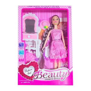 Muñeca Vestido Tocador Sombrero Peinador