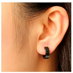 Aretes Candonga Lisa Acero Negro
