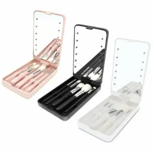 SET BROCHAS MAQUILLAJE CON ESPEJO LED