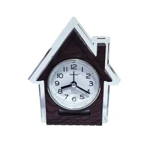Reloj De Mesa Figura Casa Tono Madera