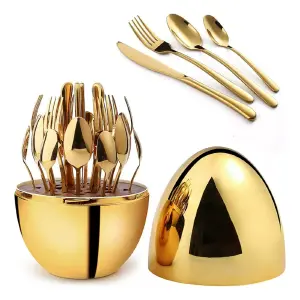 Set Cubiertos Dorado X 24 Piezas