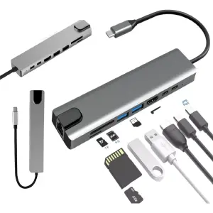 Hub Adaptador Usb Tipo C 8 En 1 Para Mac