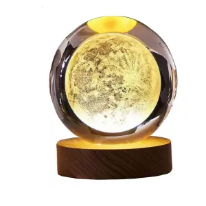 Lampara De Cristal Bola 3d Luna Cosmo Lu