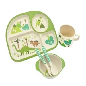 Set Vajilla Platos Cubiertos Dinosaurio