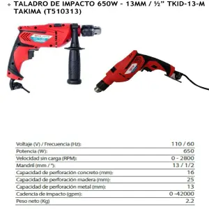 TALADRO DE IMPACTO 650W / 13MM / MARCA T