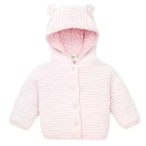 SUETER SACO EN LANA CAPUCHA BEBÉ ROSA
