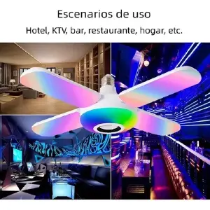 Bombillo Parlante RGB  4 Aspas + Control