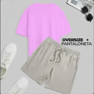 Camiseta Pantaloneta Conjunto GRIS+ROSA
