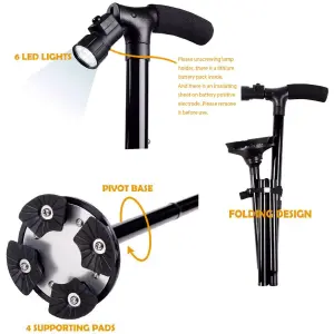 Baston Ajustable Plegable Con Linterna
