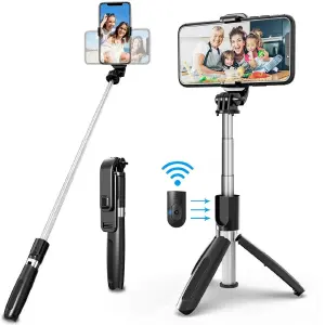Trípode selfie 3en1 bluetooth y luz led